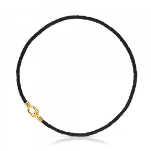 Collares TOUS MANIFESTO Elastic necklace/with 18 kt plating over cord Mujer Dorados Plateados Negros | 5208VCGOK