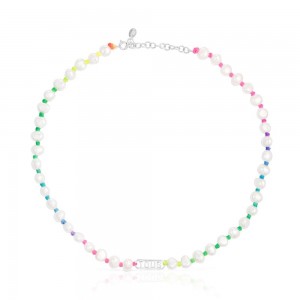 Collares TOUS Multicolored nylon with cultured pearls Logo Mujer Plateados | 9847MBOZS