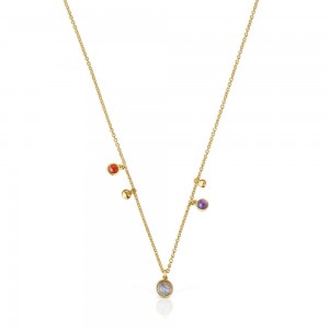 Collares TOUS vermeil Plump Charm necklace with gemstones Mujer Plateados | 2468TLAKB