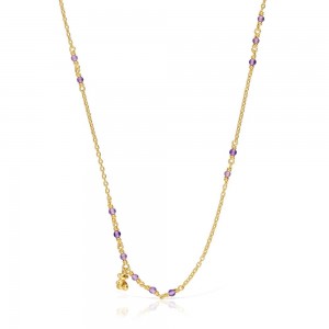 Collares TOUS vermeil amethyst Bold Bear Mujer Plateados | 6542KZOLG