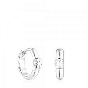 Pendientes TOUS Basics Hoop with bear Mujer Plateados | 4863CHRUL