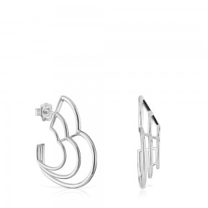 Pendientes TOUS Bickie triple heart EPendientes Mujer Plateados | 7428VFENI