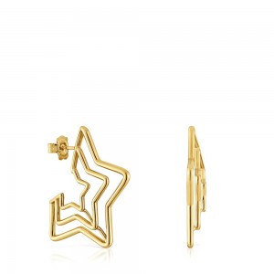 Pendientes TOUS Bickie triple star with 18 kt plating over Mujer Dorados Plateados | 1567KEHRA