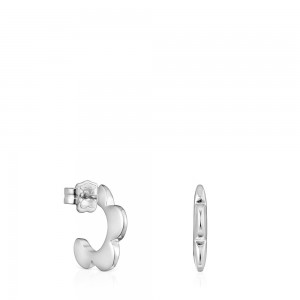 Pendientes TOUS Bold Motif flower Hoop Mujer Plateados Flores | 5823MXGHS