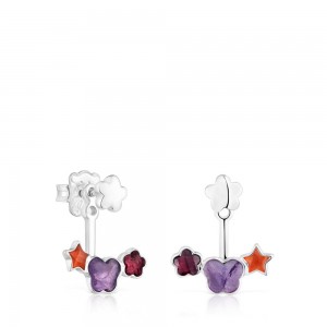 Pendientes TOUS Bold Motif with gemstones Mujer Plateados | 8416ZMEUL