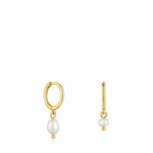 Pendientes TOUS Corta 18kt plated Hoop with culture pearls Sugar Party Mujer Dorados Plateados | 7395AJPOL