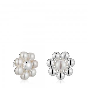 Pendientes TOUS Corta flower cultured pearls Sugar Party Mujer Plateados Flores | 9043ERTIF