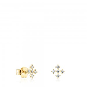 Pendientes TOUS Cross with diamonds Les Classiques Mujer Dorados | 7908WTBVQ