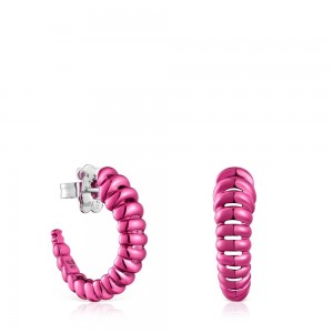 Pendientes TOUS Fuchsia Virtual Garden Mujer Fucsia Plateados | 4705CWNVF