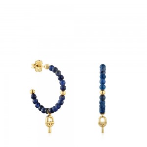 Pendientes TOUS Hoop with 18kt plating over sodalite MANIFESTO Mujer Dorados Plateados | 1342QDBFN