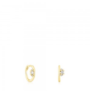 Pendientes TOUS Hoop with diamonds Les Classiques Mujer Dorados | 7948IVFAQ