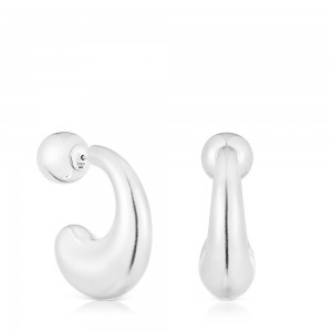 Pendientes TOUS Large Hoop Balloon Mujer Plateados | 6027ALSEU