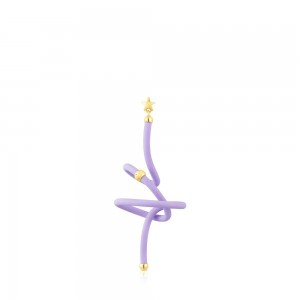 Pendientes TOUS Lilac spiral vermeil St. Tropez Caucho 1/2 Mujer Morados Plateados | 6283HUNPY