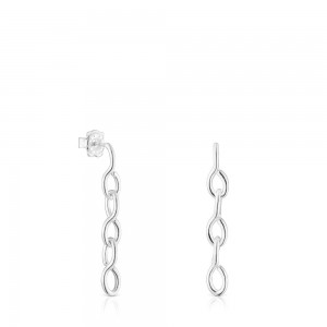 Pendientes TOUS Long Bent Mujer Plateados | 0479DLMHI