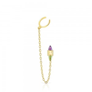 Pendientes TOUS Lure Chain earcuff with gemstones Mujer Dorados | 3846YCAOJ