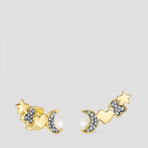 Pendientes TOUS Nocturne in Vermeil with Diamonds Pearl Mujer Plateados | 8631EGIQN