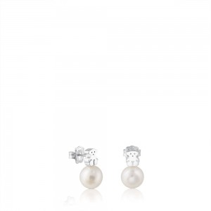 Pendientes TOUS Pearls Bear motif Sweet Dolls Mujer Plateados | 4682SXBVY