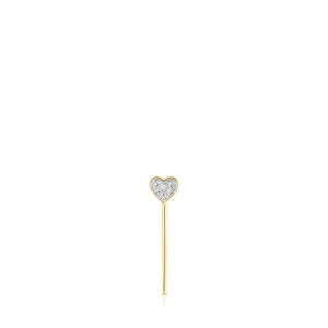 Pendientes TOUS San Valentín 1/2 with diamonds heart motif Mujer Dorados | 4980BPMVS