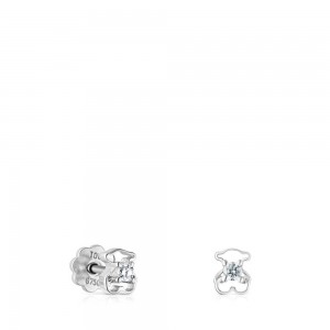 Pendientes TOUS Silueta with diamonds Mujer Blancos Dorados | 0379JAFRC