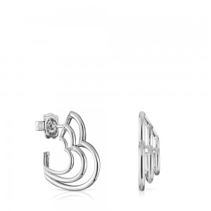 Pendientes TOUS Small Bickie triple heart Mujer Plateados | 0657WPHLT