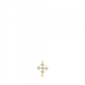 Pendientes TOUS Small Cross hoop eardiamonds Les Classiques Mujer Dorados | 0936IMOGQ