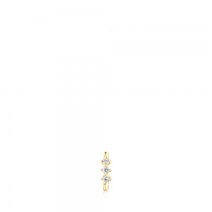 Pendientes TOUS Small Strip hoop eardiamonds Les Classiques Mujer Dorados | 5483OYPAG