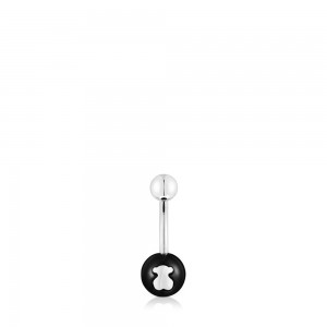 Pendientes TOUS Steel onyx Navel Icon Glass Mujer Grises Negros | 2563ABCXO