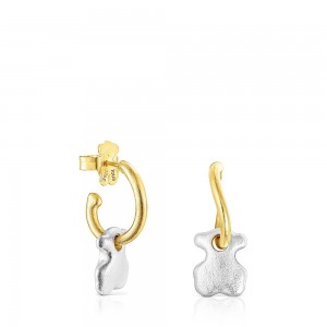 Pendientes TOUS Two-tone Luah bear Mujer Dorados | 5982OJABY