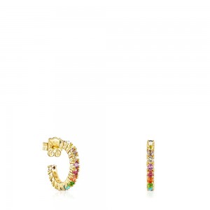 Pendientes TOUS Vermeil Directo Color Hoop with Gemstones Mujer Plateados | 8301JTNDX