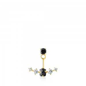 Pendientes TOUS Vermeil Glaring 1/2 with Onyx Zirconia Mujer Plateados Negros | 6512DYFLU