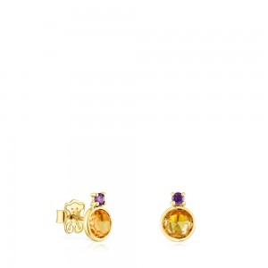 Pendientes TOUS Virtual Garden with citrine amethyst Mujer Dorados | 3178CZTVW