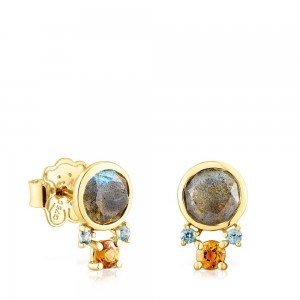 Pendientes TOUS Virtual Garden with labradorite gemstones Mujer Dorados | 5210WANPQ