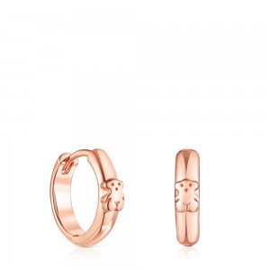 Pendientes TOUS vermeil Basics Hoop with bear Mujer Rosas Plateados | 6098BOGDK