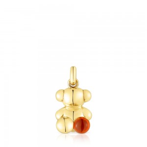 Pendientes TOUS vermeil Bold Bear pendant with carnelian Mujer Plateados | 5176DVMFX