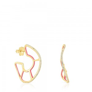 Pendientes TOUS vermeil Gregal hoop with topazes Mujer Plateados | 5092NOQBT