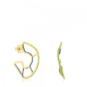 Pendientes TOUS vermeil Gregal hoop with chrome diopside Mujer Plateados | 9086GSVKO