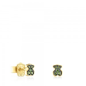 Pendientes TOUS vermeil New Motif with chrome diopside bear Mujer Plateados | 8450XWZJG