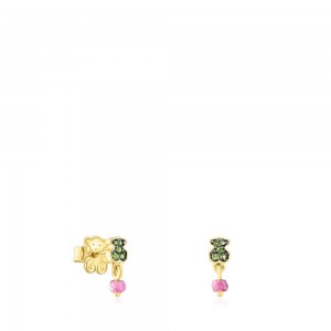 Pendientes TOUS vermeil New Motif with chrome diopside bear ruby Mujer Plateados | 4175ENRSL