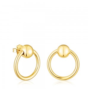 Pendientes TOUS vermeil Plump Circle Mujer Plateados | 9378JGQVH