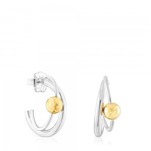 Pendientes TOUS vermeil Plump Double hoop Mujer Plateados | 8264WPJHB