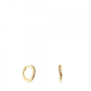 Pendientes TOUS vermeil Vibrant Colors Hoop with gemstones Mujer Plateados | 5642YBLNR