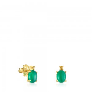 Pendientes TOUS vermeil Virtual Garden with chalcedony citrine Mujer Plateados | 9531JWLUI