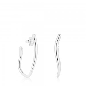 Pendientes TOUS wave-shaped Hoop New Hav Mujer Plateados | 3984KYQVA