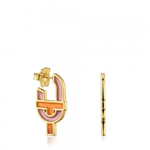 Pendientes TOUS with 18kt plating over enamel MANIFESTO Mujer Dorados Plateados | 5381ZNFVB