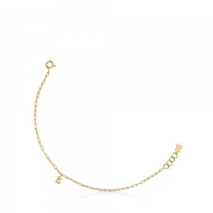 Pulseras TOUS Chain with 18 kt plating over oval rings Bold Bear Mujer Dorados Plateados | 0856FHZVQ