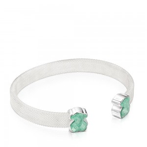 Pulseras TOUS Mesh Color with Amazonite Mujer Plateados | 2508FUIGP