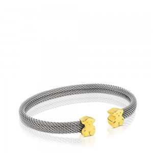 Pulseras TOUS Mesh Steel Bangle Mujer Dorados Grises | 9605XLUIP