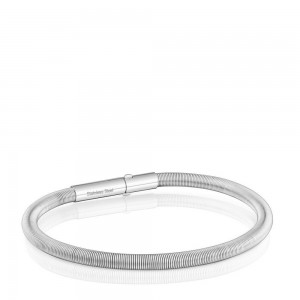 Pulseras TOUS Mesh Tube steel 17.5 cm Mujer Grises | 8534IVQWO