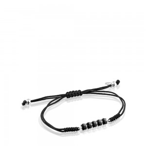 Pulseras TOUS Mini Onix in with Onyx Cord Mujer Grises Plateados Negros | 3974WGXNE