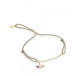 Pulseras TOUS Nylon Lure with gemstones Mujer Dorados | 6839TADCL